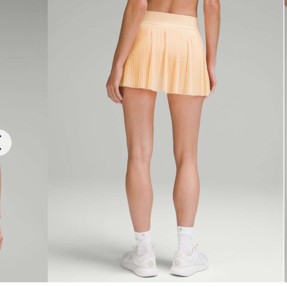 Lululemon Mesh Pleats Mid-Rise Mini Tennis Skirt Summer Glow Peach 4🍑